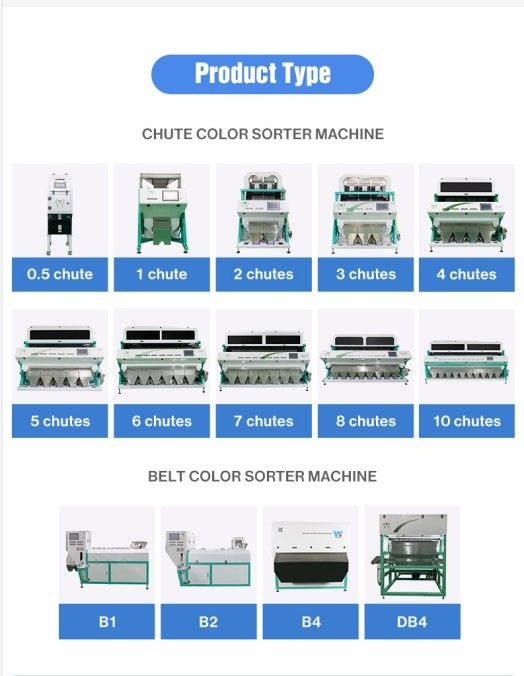 Grain Processing Rice Color Sorter Optical Chute Type