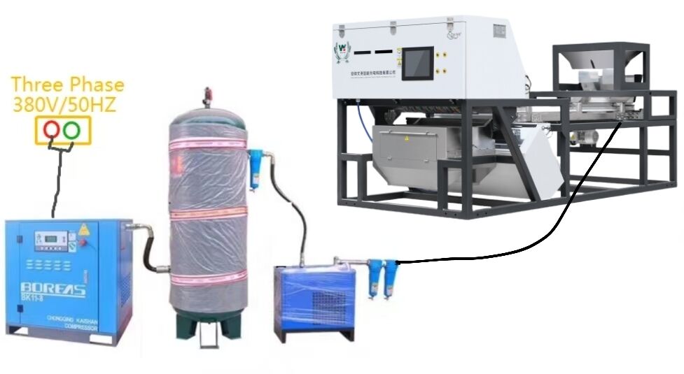 Wenyao Heavy Duty Intelligent Color Sorter Machine with RGB CCD Camera for Chili Pepper Garlic Sorting and 1000-1500 kg/h Output with Wifi Remote Control