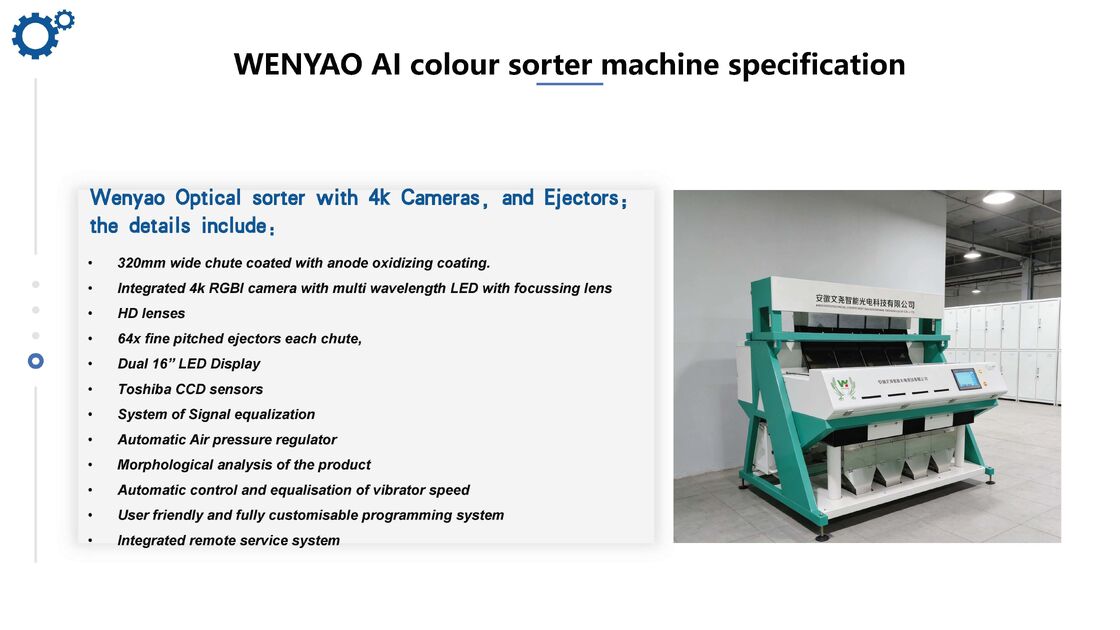 WENYAO Farm Use Vibrating Grain Separator with Toshiba CCD Sensors and 320mm Wide Chute for High Capacity 220V/50HZ Color Sorter