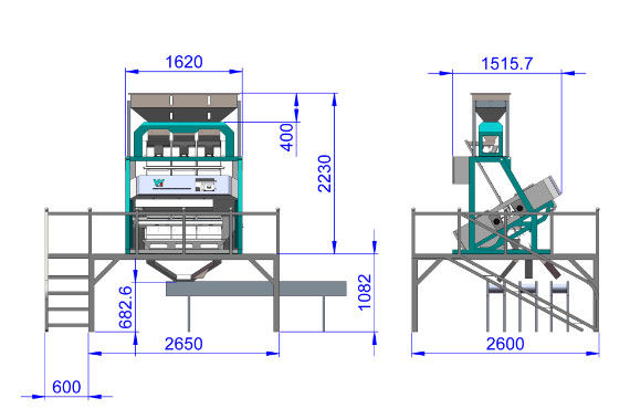 3 Chutes Soybeans CCD Color Sorter 3000kg/H Toshiba HD Imaging