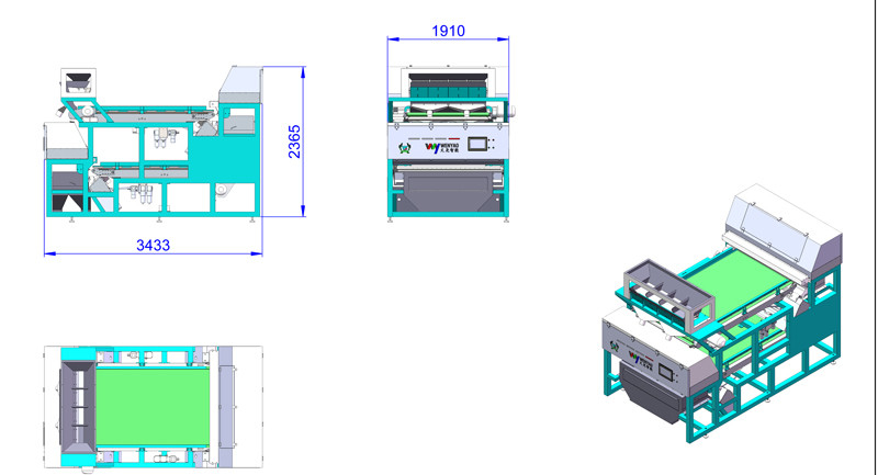 High Output 8 Tons/H Ore Color Sorter With Conveyor Belt