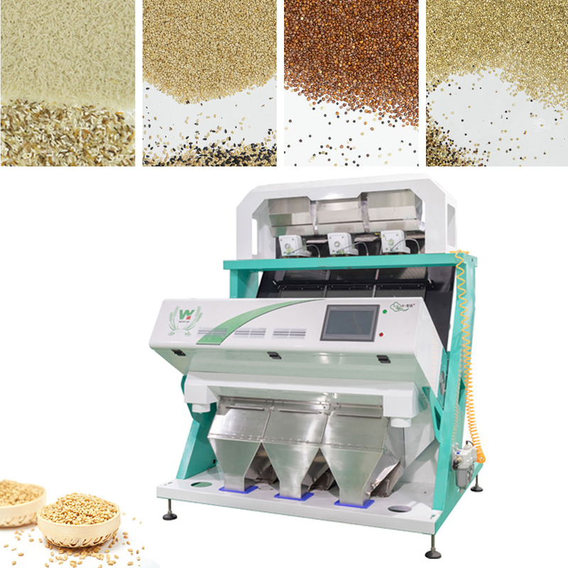 Fast Speed 3 Chutes Japonica Oat Rice Color Sorter Suitable For Farm